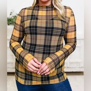 Plaid Mesh Top